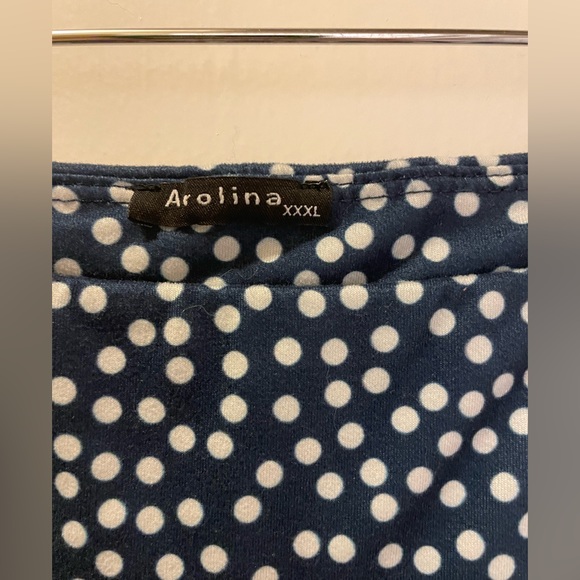 NWOT 3X / XXXL Arolina Women's Stretchy Wide Leg Palazzo Pants / Navy Polka Dot - Picture 4 of 15